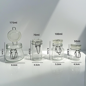 Chất Lượng Cao Rõ Ràng Vuông Lọ Thủy Tinh 100 Ml Công Suất Nhỏ Nhà Bếp Thực Phẩm Lưu Trữ Với Kín Khóa Clip Nắp - Product Image 6
