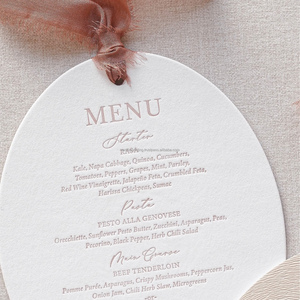 Tarjeta de Menú de Boda Personalizada con Cinta, Elegante Tarjeta de Felicitación de Papel de Algodón con Estampado en Caliente, Etiqueta con Nombre, Logotipo Personalizado, Publicidad Impresa - Product Image 3