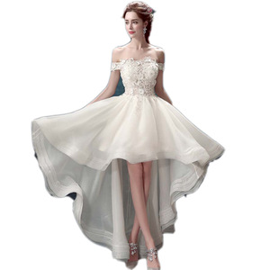 S335 Wedding Gown Bride Vestido De Noiva White Backless Lace Ball Gown Bride Short Wedding <b>Dress</b> - Product Image 5