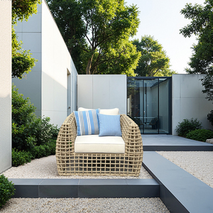 Mobília do pátio do jardim Sofá ao ar livre e mesas de café ajustadas Backyard Rattan Frame Garden Sofa Set - Product Image 5