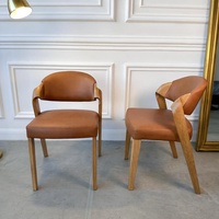 Chaise de salle à manger en bois de haute qualité, design moderne, chaise de salle à manger rembourrée, cuir synthétique vintage brun et noyer, chaise rembourrée