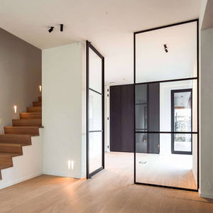 <span class=keywords><strong>Porte</strong></span> <span class=keywords><strong>d</strong></span>'<span class=keywords><strong>entrée</strong></span> moderne à double battant en aluminium, cadre français, à pousser et à tirer, <span class=keywords><strong>grille</strong></span> en acier pour utilisation en centre commercial - Product Image 4