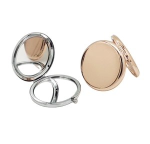 2024 Factory Price Modern Rose Gold Sublimation Blank Round Double Side Metal Glass Compact Pocket Cosmetic <b>Hand</b> <b>Mirror</b> Travel - Product Image 1