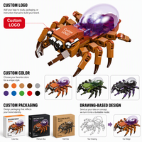 Set de Bloques de Construcción Personalizados de Escarabajo, Modelo 3D DIY, Juguete de Construcción con Carcasa Translúcida, Ladrillos STEM, Marca Privada, Regalo de Cumpleaños