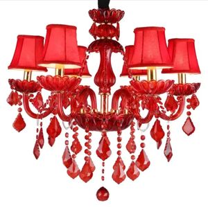 Nuevo diseño boda decorativa Europa bombillas Led cristal rojo lujo K9 candelabro de vela de cristal - Product Image 6