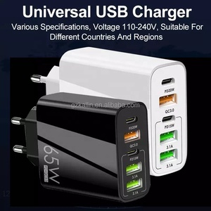 Chargeur USB 65W à 5 Ports <span class=keywords><strong>Type</strong></span> C PD Charge Rapide 3.0, <span class=keywords><strong>Adaptateur</strong></span> Secteur pour Téléphones iPhone 12 13 14 Pro Max, Samsung, Huawei - Product Image 6