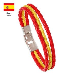 Pulsera de Cuero Trenzado con Colores de Bandera Personalizados, Unisex, Patriótica, para Fanáticos del Deporte, España, con Cierre - Product Image 2
