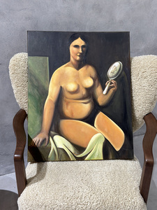 Dipinto Astratto Personalizzato di Donna Seduta Nuda, Decorazione Murale, Dipinti di Nudi - Product Image 2