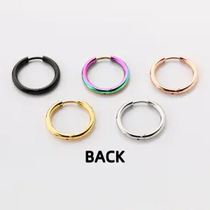 <span class=keywords><strong>Pendientes</strong></span> de Aro Huggie de Acero Inoxidable, Chapados en Plata y Oro, de 1.2-5mm, 6mm, 8mm, 10-20mm, 14k, 18k, con Anillo de Salto, en Tamaños Pequeños, <span class=keywords><strong>Mini</strong></span>, Grandes y Gruesos - Product Image 5