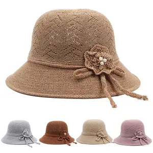 Venta al por mayor nueva mujer sombrilla moda fresca Primavera Verano sombrero para el sol protector solar plegable flor cubo sombrero