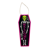 Plaque murale suspendue en bois pour Halloween, motif squelette, araignée, chauve-souris, sorcières Hocus Pocus, pour porte ou intérieur, ornement de fête