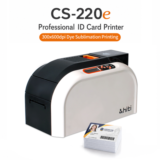 Productivity Versatility Hiti CS-220e Desktop Cr80 Plastic Color ID Card Printer 300dpi Ethernet Stock Competitive Pricing