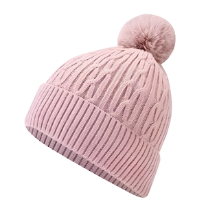 Bonnet en tricot unisexe avec pompon gris, décontracté, hiver, fait main, laine, chaud, doux, ajustable, extensible, adulte, 56-58CM - Product Image 2
