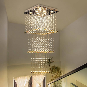Luminaire suspendu moderne en cristal avec pompon, luminaire <span class=keywords><strong>de</strong></span> plafond carré, adapté au design personnalisé <span class=keywords><strong>de</strong></span> villas, escaliers, hôtels - Product Image 1