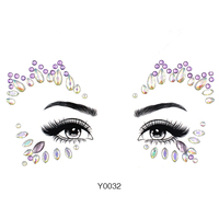 Halloween Luminous Face Gem Body Tattoo Stickers Bijoux de fête temporaires