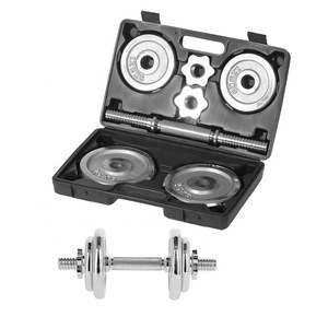 Ensemble cadeau personnalisé en fonte pour hommes, <span class=keywords><strong>fitness</strong></span> et musculation, haltères réglables électroplaqués 10 kg, barre de connexion pour barre d'haltères - Product Image 5