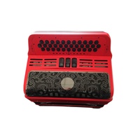 Accordéon professionnel JB3412C, 34 boutons, 12 basses, 3 registres, corps rouge avec boutons de grille noirs, configuration diatonique