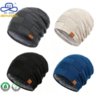Gorro de punto tipo waffle premium con forro polar, parche de cuero, estilo holgado y acogedor, listo para la nieve, estilo urbano, logotipo personalizado, ODM/OEM directo