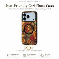Coque de téléphone en liège naturel écologique motif floral européen pour iPhone 17, 17 Pro, 17 Pro Max, 18, 18 Pro, 18 Pro Max