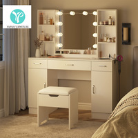 Commode de chambre à coucher en bois moderne et simple 2026 avec miroir et tabouret de maquillage, meubles de maison, vente en gros d'usine en Chine