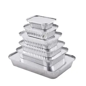 Plateau de restauration Offre Spéciale Récipients rectangulaires en papier aluminium Casseroles en aluminium avec couvercles