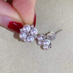 Accessoires de perles en argent S925 pour boucles d'oreilles avec perles de 5-6 mm 21447 Support creux pour plusieurs perles pour femmes élégantes - Product Image 3
