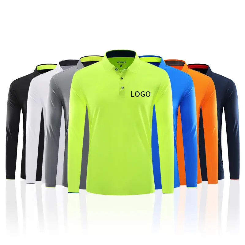 Wholesale Long Sleeve Oem Plain Golf Custom Printing Logo Design Blank 100% Polyester T Shirt Men's Polo Shirts