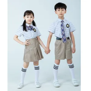 Дизайнерская летняя форма для начальной школы, рубашка, юбка и брюки для учеников детского сада