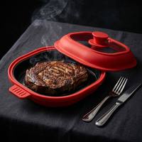 Plat de cuisson au micro-ondes Hemase FG-055, carré, en silicone, avec couvercle transparent, réutilisable, revêtement PTFE, passe au lave-vaisselle, OEM ODM