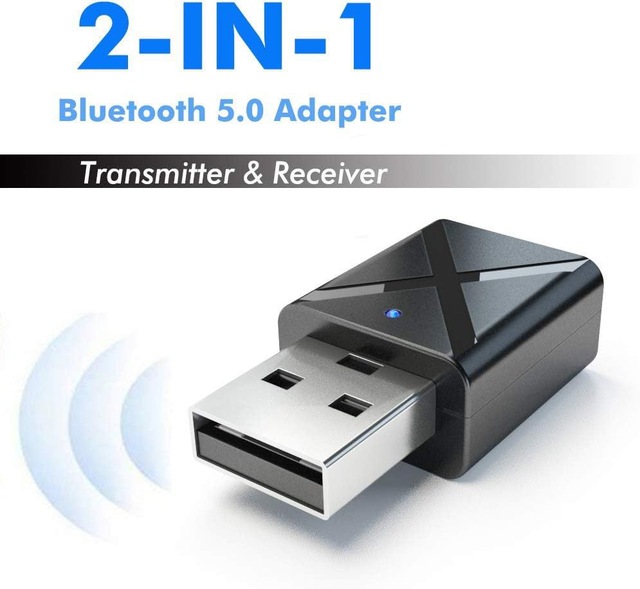 USB Aux 5.0 Adapter 2 in 1 Wireless Audio Receiver Transmitter Dongle for Car Stereo Speaker TV PC Headphones