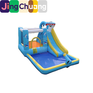 Castillo Inflable Infantil, Trampolín Doméstico con Tobogán de Agua en Forma de Tiburón, Trampolín Pequeño para Exteriores, Juguetes de Castillo Inflable - Product Image 5