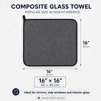 Tavelya OEM Chiffon de nettoyage en microfibre personnalisé avec logo, sans rayures, sans peluches, super absorbant, 16x16 pouces, pour vitres de voiture et cuisine