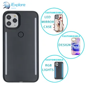 IExploreメーカーカスタマイズ可能な両面SelfieLEDライトiPhone 12 ProMax用ルミナスフォンケース