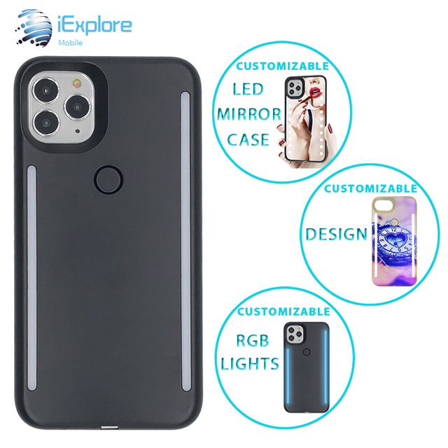 IExplore Manufacturer Customizable Double Sides Selfie LED Light Luminous Phone Case for iPhone 14 Pro Max