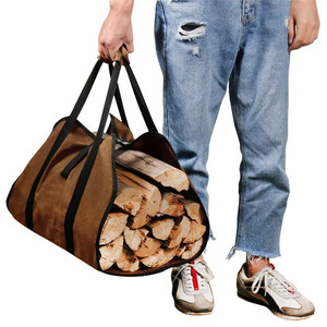 Bolsa de Lona Resistente y Portátil para Leña, Bolsa Multifuncional para Almacenamiento de Leña, Color Marrón, para Uso en Exteriores - Product Image 1