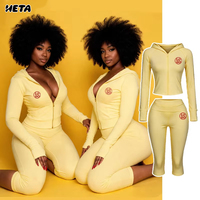Ensemble de vêtements de détente deux pièces pour femmes, veste à manches longues, pantalon capri à taille pliée, coton élasthanne, tenue d'automne, plusieurs tailles disponibles