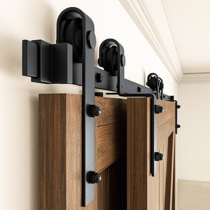 RHETECH Kits de quincaillerie <span class=keywords><strong>pour</strong></span> portes de grange en acier avec revêtement Powerd noir personnalisable Type de <span class=keywords><strong>montant</strong></span> supérieur bypass coulissant avec système de suspension courbé - Product Image 3