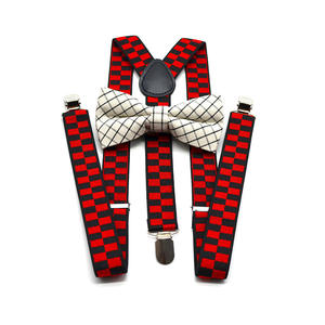 Venta al por mayor adultos Correa Verde Negro rojo moda Plaid Y forma <span class=keywords><strong>tirantes</strong></span> para pantalones camisas hombres <span class=keywords><strong>tirantes</strong></span> pajarita conjunto - Product Image 2