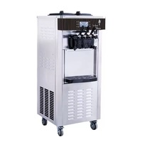 Machine à crème glacée commerciale verticale en acier inoxydable, style stand, de comptoir, trois couleurs, entièrement automatique, pour cornets et coupes glacées