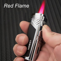 Briquet à cigare exclusif TK Croc, grande flamme rose, quatre brûleurs, torche 2-en-1 avec perceuse à cigare, briquet coupe-vent pour cigare