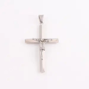 Men Big Cross Pendant Necklace Stainless Steel Cross Pendant With Jesus Necklace