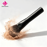 Pinceau à poudre de luxe grand format, manche en bois couleur bambou, poils synthétiques doux, pour poudre libre, maquillage du visage, OEM ODM, marque privée, personnalisable