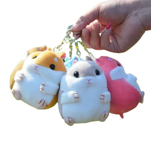Mignon dessin animé petit Hamster poupée peluche jouets <span class=keywords><strong>Hamste</strong></span> peluche porte-clés jouets grosse souris pendentif hamster porte-clés sac à main charme - Product Image 1