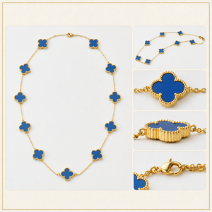 Collier en or bleu floral pour femmes, bijoux élégants pour tous les jours, directement de l'usine - Product Image 4