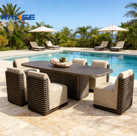 Ensemble de salle à manger moderne de luxe en aluminium pour balcon, villa, jardin, terrasse, table et chaises d'extérieur en aluminium