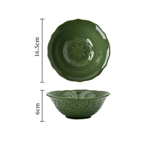 Vintage Green Flower Design Charger Plates Ceramic Dinnerware Porcelain Dinner <b>Sets</b> - Product Image 5