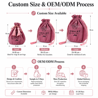 Kantong Beludru Mewah Custom Print dengan Tali Serut untuk Parfum, Pena, Jam Tangan, Perhiasan, Hadiah, Makeup, Kalung, Gelang, Anting