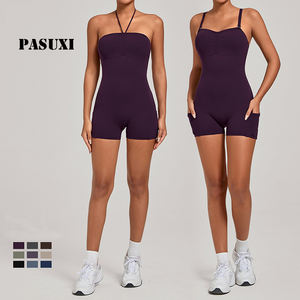 Tuta Intera da Yoga PASUXI per Donne con Tasche Controllo Pancia Asciugatura Rapida Leggera Lunghezza al Ginocchio in Spandex/Nylon - Product Image 1