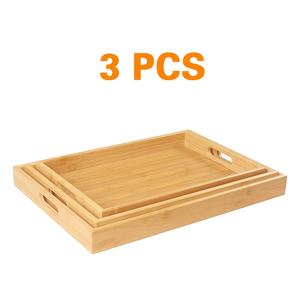 Plateau de service Amboo en provenance des États-Unis, plateau de cuisine <span class=keywords><strong>pour</strong></span> aliments avec poignées, plateaux de service, idéal <span class=keywords><strong>pour</strong></span> les dîners, les fêtes, la table - Product Image 1