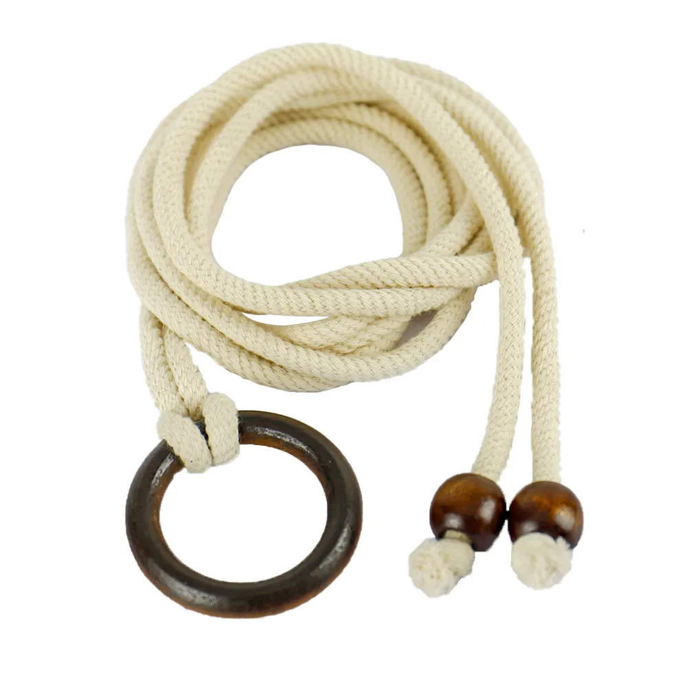 Ceintures de taille habillées en coton à la mode ceintures de corde blanches pour dames avec boucle de ceinture en bois